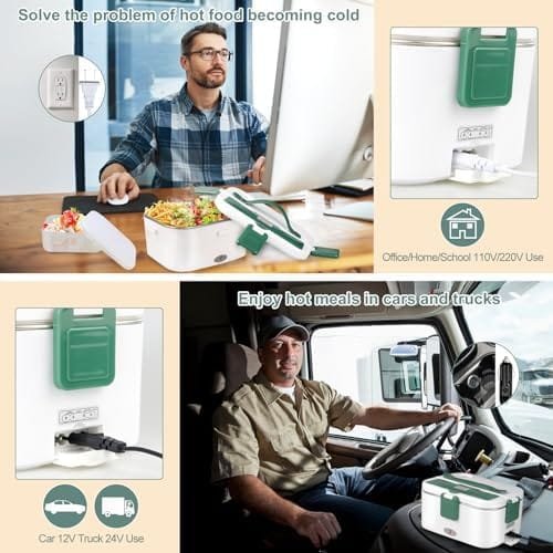 Electric Heater Lunch Box High Power 80W,1.8L Larger Capacity Self-Heating Lunch Boxes for Adults,3 In 1 Portable Food Warmer 12V/24V/110-230V, Suitable for Car,Truck,Work,Office,Travel,Home. - Image 4