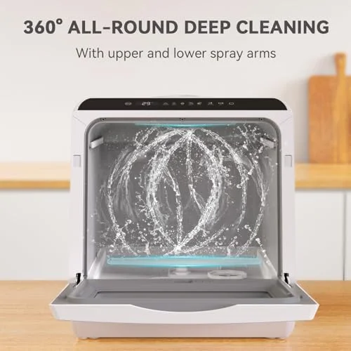 Portable Countertop Dishwasher, 5 Washing Programs Mini Dishwasher with 5L Built-in Water Tank & Inlet Hose, For apartments - Image 5