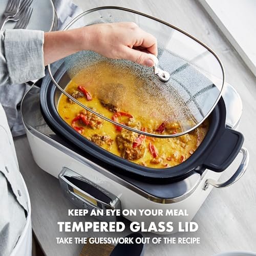 GreenPan Elite 8-in-1 Programmable 6QT Electric Slow Cooker,Dishwasher Safe Lid & Removable Crock, PFAS-Free Healthy Ceramic Nonstick Multi-Cooker,Sear, Sauté/Brown,Steam Basket,Roast, Cream White - Image 9