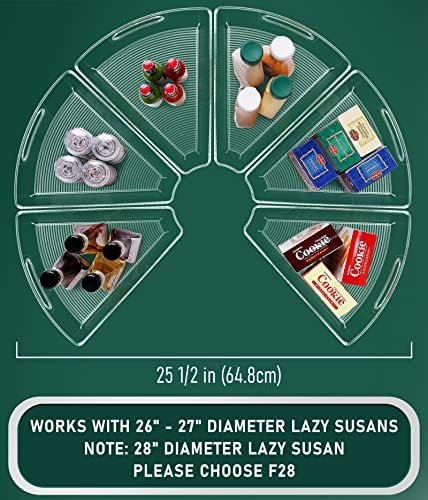 JEISSLIA Lazy Susan Cabinet Organizer Bins for 26" or 28" Diameter Corner Lazy Susan, Plastic Cabinet Storage Bin, 1/8 Wedge-Food Safe, BPA Free, with Non-slip Pads (For 26" Lazy Susan, 6 Pack) - Image 3