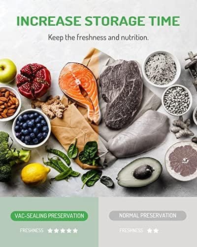 TWOMEOW Vacuum Sealer, Compact Slim Food Sealer Machine with Starter Kit, Automatic Sealing System for Sous Vide Cooking and Food Preservation, Vertical Vacuum Sealer Storage, Black - Image 4