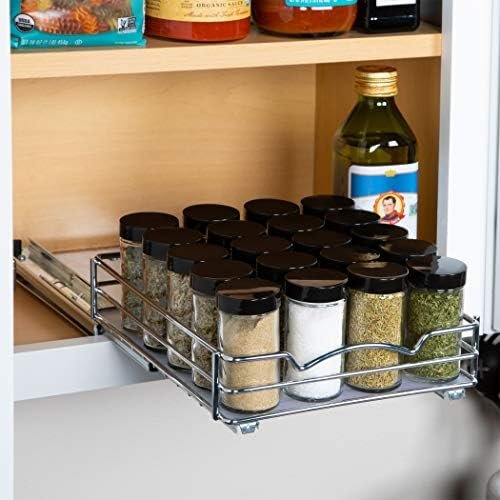 Pull Out Spice Rack Organizer for Cabinet, Heavy Duty-5 Year Limited Warranty, Chrome 8-3/8"Wx 10-3/8"D x 2-1/8 H Slide Out for Upper Kitchen Cabinets and Pantry, Fits Spices, Sauces, Canned Food etc. - Image 5