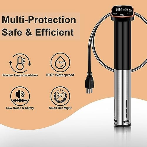 Upesitom Sous Vide Machine 1100W Sous Vide Cooker, IPX7 Waterproof Immersion Circulator Precisional Cooker with Temperature Control, Digital Timer, Ultra-quiet & Fast Heating, Touch Control - Image 8
