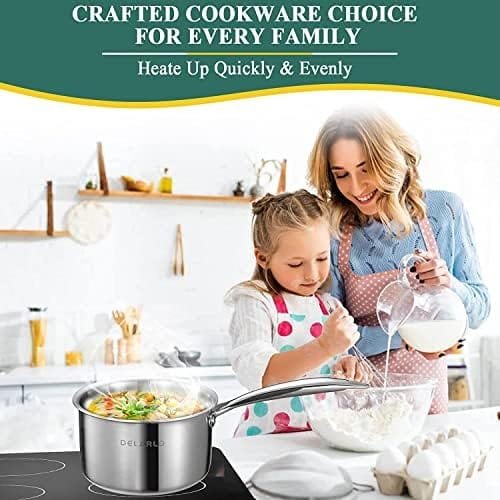 DELARLO Tri-Ply Stainless Steel Saucepan set With Lid 1.0QT 2.5QT 10OZ, Small Pot, Induction Cooking Home Kitchen Sauce Pan,Butter Warmer,Dishwasher Safe & Oven Safe - Image 9