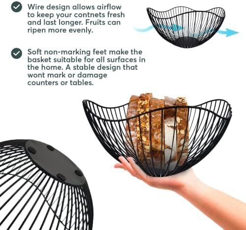 Maypes Metal Wire Fruit Basket Fruit Bowl for kitchen Counter Modern Home Storage Decorative Centerpiece Countertop Bowl Stand Produce Holder Wire Basket Storage for Vegetables Fruits Bread Snacks - Image 4