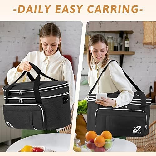 Golkcurx Double Layer Slow Cooker Bag for 6-8 Quart Oval CrockPot and Hamilton Beach Models, with Padded Adjustable Strap, Top Zip Compartment, and Front Pocket for Utensils(Bag Only) - Image 7