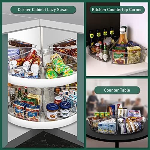 JEISSLIA Lazy Susan Cabinet Organizer Bins for 26" or 28" Diameter Corner Lazy Susan, Plastic Cabinet Storage Bin, 1/8 Wedge-Food Safe, BPA Free, with Non-slip Pads (For 26" Lazy Susan, 6 Pack) - Image 8