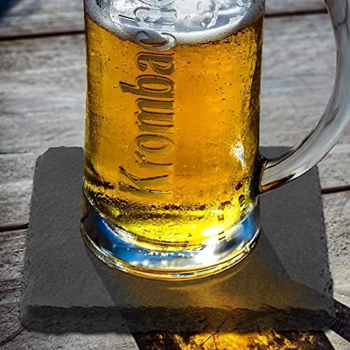 Slate Drink Coasters with Metal Holder, GOH DODD 4 Inch 8 Pieces Black Stone Coasters Bulk Cup Coaster Set for Bar Kitchen Home Apartment, Square - Image 6