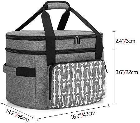 YARWO Slow Cooker Travel Bag with Bottom Board Compatible with Crock-Pot and Hamilton Beach 6-8 Quart Oval Slow Cooker, Double Layers Slow Cooker Carrier, Gray with Arrow (Bag Only, Patent Pending) - Image 7