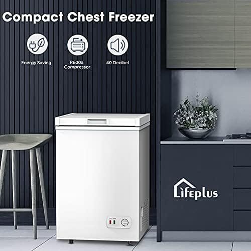 LifePlus Chest Freezer, Compact Deep Freezer 7 Adjustable Temperature with Removable Basket, Top Open Door Freezer Upright for Apartment Home (3.5 cu.ft.) - Image 8