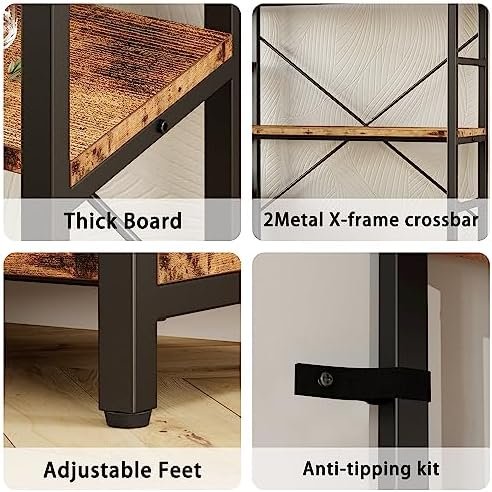 IRONCK Industrial Bookcases and Bookshelves, 5-Tiers Corner Bookcase with Curved Panels, L Shaped Shelf with Metal Frame for Open Storage for Living Room Home Office - Image 8