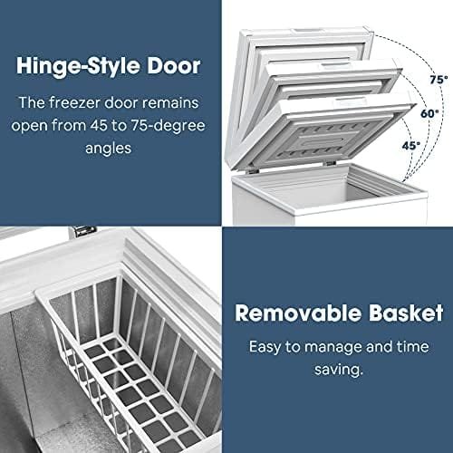 LifePlus Chest Freezer, Compact Deep Freezer 7 Adjustable Temperature with Removable Basket, Top Open Door Freezer Upright for Apartment Home (3.5 cu.ft.) - Image 7