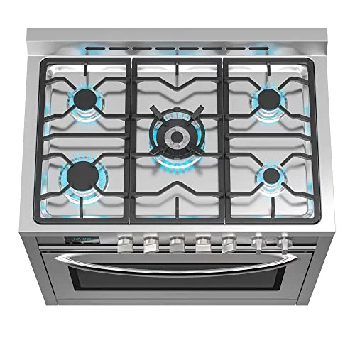 KoolMore 36 Inch Dual-Fuel Range Cooktop Stove with Freestanding Legs, Convection Cooking, and Large Capacity Stainless Steel Oven, Supports NG or LG, 4.3 cu. ft. (KM-FR36DF-SS) - Image 6