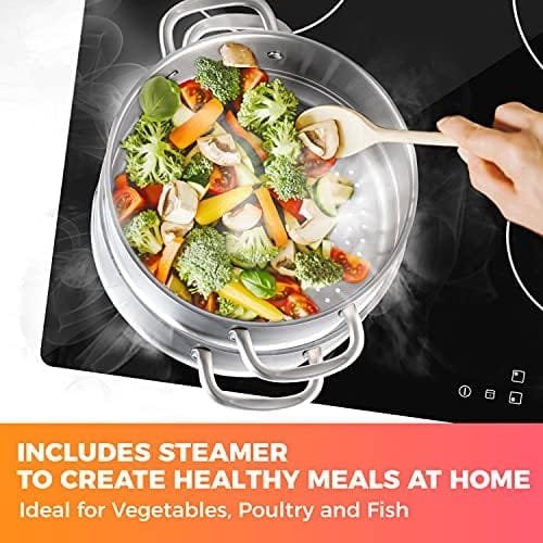 Mueller Pots and Pans Set 11-Piece, Ultra-Clad Pro Stainless Steel Cookware Set, Ergonomic and EverCool Stainless Steel Handle, Includes Saucepans, Skillets, Stockpot, Saute Pan, Steamer - Image 8