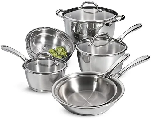 Tramontina 80154/567DS Tri-Ply Base Stainless-Steel Cookware Set, Induction-Ready, 9-Piece - Image 2