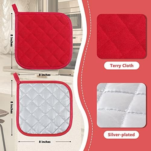 Joyhalo 4 Pack Pot Holders for Kitchen Heat Resistant Pot Holders Sets Oven Hot Pads Terry Cloth Pot Holders for Cooking Baking - Image 3