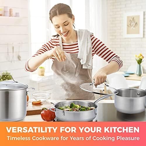 Mueller Pots and Pans Set 11-Piece, Ultra-Clad Pro Stainless Steel Cookware Set, Ergonomic and EverCool Stainless Steel Handle, Includes Saucepans, Skillets, Stockpot, Saute Pan, Steamer - Image 9