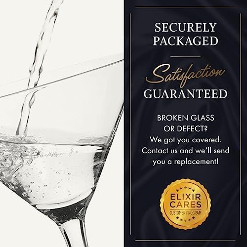 ELIXIR GLASSWARE Martini Glasses Set of 4 - Hand Blown Crystal Martini Glasses with Stem - Elegant Cocktail Glasses for Bar, Martini, Cosmopolitan, Manhattan, Gimlet, Pisco Sour 9oz, Clear… - Image 9