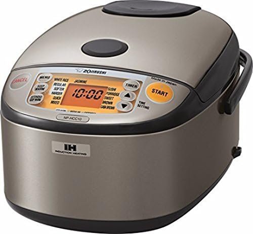 Zojirushi NP-HCC10XH Induction Heating System Rice Cooker and Warmer, 1 L, Stainless Dark Gray PLUS Measuring Spoons and Rice Container Bin (3 Items) - Image 3