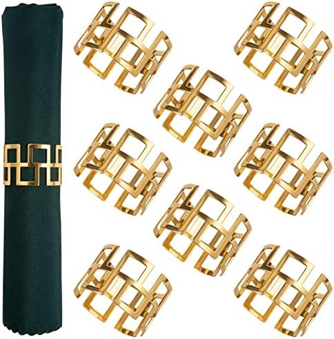 Christmas Napkin Rings- Gold Napkin Holder, Round Metal Xmas Napkin Buckle for Holiday Party Dinner Wedding Dining Table Christmas Decoration (Set of 8) - Image 10
