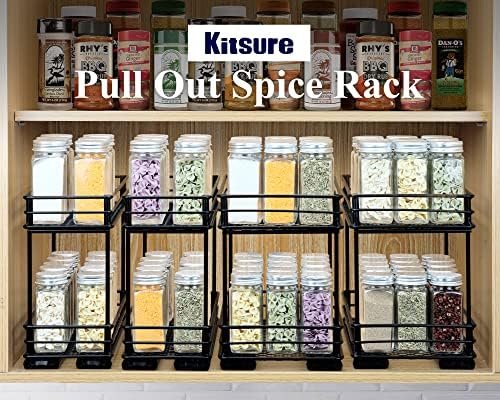 Kitsure Spice Rack 2 Packs - Durable Pull Out Spice Racks for Kitchen Cabinet, Easy-to-Install Spice Cabinet Organizers, 4.33''Wx10.23''Dx8.54''H Slide Out Spice Racks - Image 10
