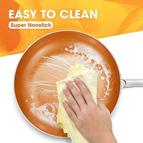 MICHELANGELO Pots and Pans Set 12 Pieces, Nonstick Copper Cookware Set with Ceramic Interior, Essential Copper Pots and Pans Set Nonstick, Ceramic Cookware Set 12 Piece with Spatula & Spoon - Image 6