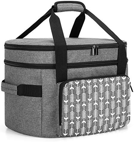 YARWO Slow Cooker Travel Bag with Bottom Board Compatible with Crock-Pot and Hamilton Beach 6-8 Quart Oval Slow Cooker, Double Layers Slow Cooker Carrier, Gray with Arrow (Bag Only, Patent Pending) - Image 10