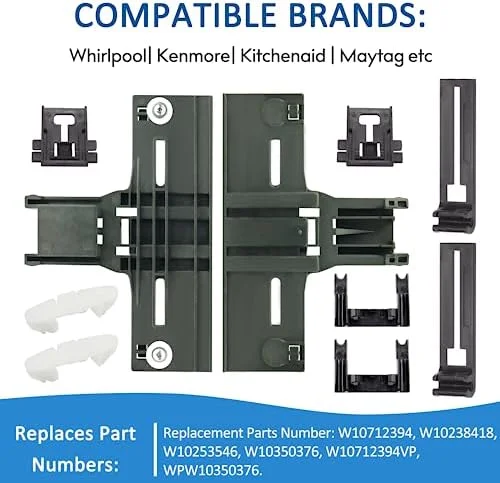 2 Pack Upgraded W10350376 Dishwasher Top Rack Adjuster Part Repair Kit with W10195840 & W10195839 & W10250160 & W10508950 Upper Parts Replacement for Whirlpool Kenmore Kitchenaid Dishwasher - Image 8