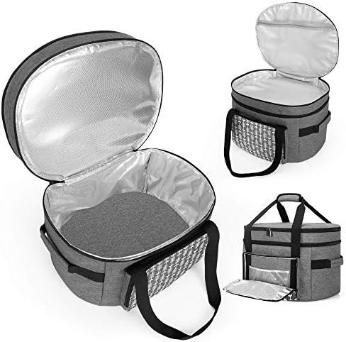 YARWO Slow Cooker Travel Bag with Bottom Board Compatible with Crock-Pot and Hamilton Beach 6-8 Quart Oval Slow Cooker, Double Layers Slow Cooker Carrier, Gray with Arrow (Bag Only, Patent Pending) - Image 9