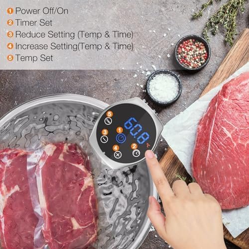 Upesitom Sous Vide Machine, 1100W Upgraded WIFI Sous Vide Cooker Ultra-quiet Working Cooker Immersion Circulator with Recipes(App Included), Accurate Temperature, Digital Timer, IPX7 Waterproof - Image 5
