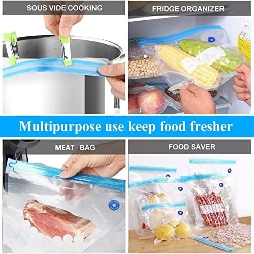 Sous Vide Bags 30 Vacuum Sealer Reusable BPA Free Food Bags 3 Sizes Vacuum Zipper Bags 4 sealing clips 4 sous vide bag clips 1 hand Pump Joule Cookers Anova Food Storage Preservation - Image 7