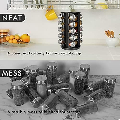 Baker Boutique Spice Rack, Spice Rack Organizer for Countertop, Rotating Spice Rack with Jars, Spinning Spice Rack Shelf, Revolving Spice Rack for Kitchen (Black) - Image 3