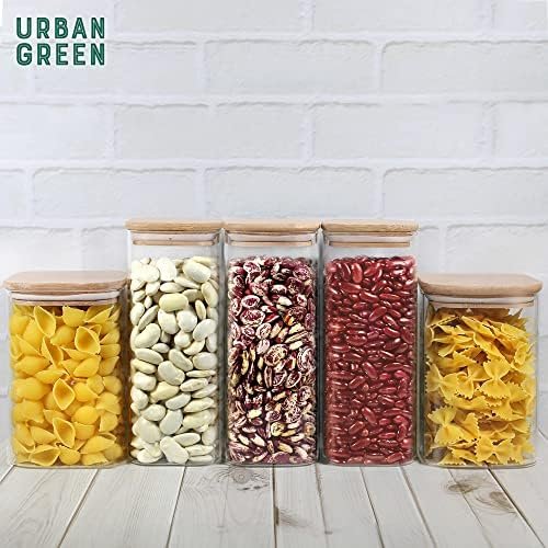 Urban Green Glass Jar with Bamboo Lid, Glass Food Storage Jar with Airtight Lid, 3 pack of 32oz, Tall Glass Food Storage Container with Bamboo Lid, Glass Pantry Jars, Glass Canisters with Lids - Image 5