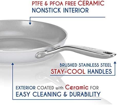 TECHEF - CeraTerra 12" Ceramic Nonstick Frying Pan Skillet with Glass Lid, (PTFE, PFAS, and PFOA Free), Dishwasher Oven Safe, Stainless Steel Handle, Induction-Ready, Made in Korea (12-in with Lid) - Image 5