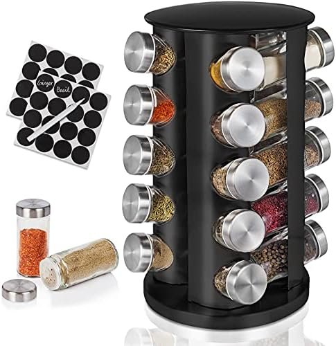 Baker Boutique Spice Rack, Spice Rack Organizer for Countertop, Rotating Spice Rack with Jars, Spinning Spice Rack Shelf, Revolving Spice Rack for Kitchen (Black) - Image 2