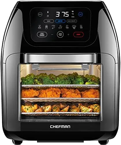 CHEFMAN Multifunctional Digital Air Fryer+ Rotisserie, Dehydrator, Convection Oven, 17 Touch Screen Presets Fry, Roast, Dehydrate, Bake, XL 10L Family Size, Auto Shutoff, Large Easy-View Window, Black - Image 2
