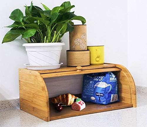 Lawei Bamboo Bread Box, Large Natural Roll Top Wood Bread Box, Countertop Bread Storage Bin, Bread Boxes Holder for Kitchen Food Storage, No Assembly Required - Image 6