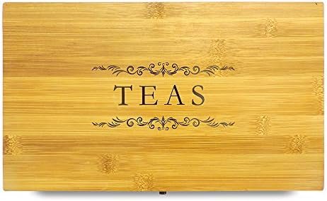 Cookbook People Multikeep Adjustable Tea Box 128 Tea Bag Storage Organizer Bamboo Latching Lid (Tea Filigree) - Image 6