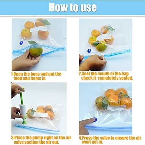 Daarcin 3 Size 40pcs Sous Vide Bags BPA Free Reusable Vacuum Sealer Bags Kit Keep Food Flesh with 1 Vacuum Hand Pump and 2 Sealing Clips - Image 10