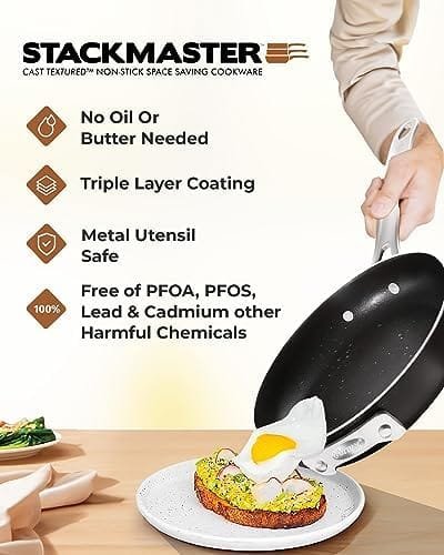 Gotham Steel 10 Pc Pots and Pans Set Nonstick Cookware Set, Kitchen Cookware Sets, Pot and Pan Set, Pot Set, Space Saving Pots and Pans Set with Lids, Induction Cookware Set, Dishwasher Safe, Black - Image 5