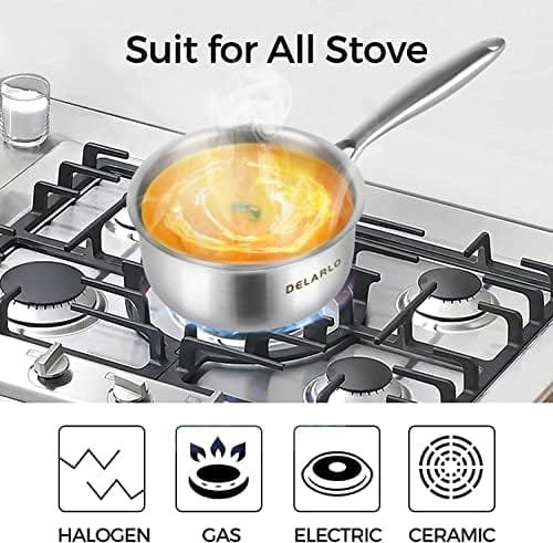 DELARLO Tri-Ply Stainless Steel Saucepan set With Lid 1.0QT 2.5QT 10OZ, Small Pot, Induction Cooking Home Kitchen Sauce Pan,Butter Warmer,Dishwasher Safe & Oven Safe - Image 4