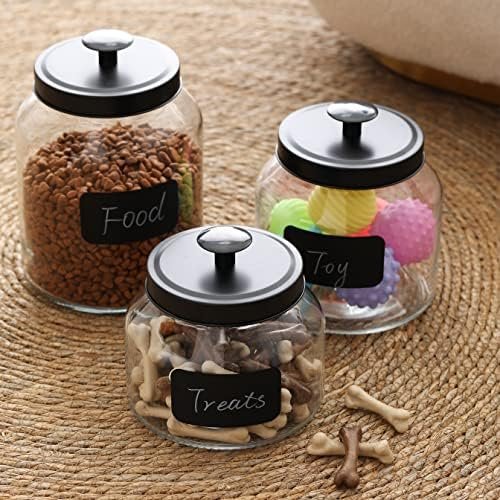 Clear Glass Kitchen Canister Set, Cookie Jar, Food Storage Container, Bathroom Jar with Metal Airtight Lid (Black) - Image 6