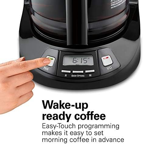 Hamilton Beach 12 Cup Programmable Drip Coffee Maker with 3 Brew Options, Glass Carafe, Auto Pause and Pour, Black Stainless (46293) - Image 5