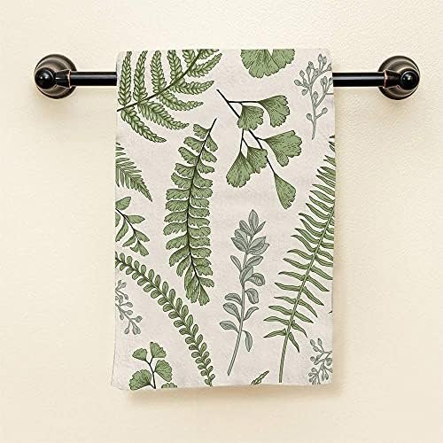 HGOD DESIGNS Green Leaves and Fern Pattern 100% Cotton Soft Bath Hand Towels for Bathroom Kitchen Hotel Spa, 15inX30in - Image 3