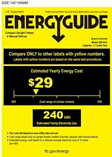 Kismile 1.1 Cu.ft Upright Freezer with Compact Reversible Single Door,Removable Shelves Free Standing Mini Freezer with Adjustable Thermostat for Home/Kitchen/Office - Image 9