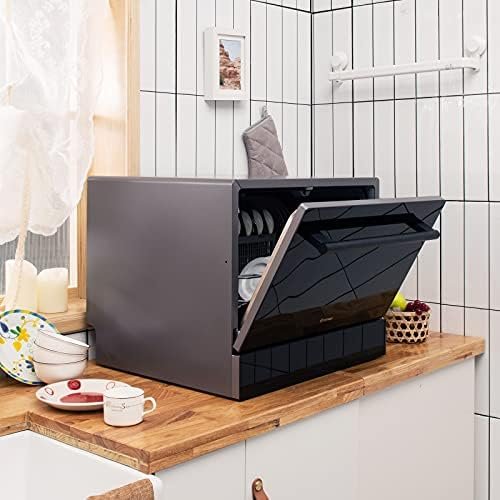 COSTWAY Countertop Dishwasher, 6 Place Settings Built-in Dishwasher with 72 H Preserve, Air Dry Function, LED Touch Control, 5 Washing Programs, Dish Washer for Apartments, Dorms, RVs (with doorknob) - Image 10