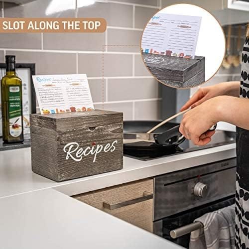 KitchenMania Wood Recipe Box with Cards,Wood Dividers 4x6 Vintage Style Set,100 Double Sided Recipe Cards,100 Recipe Card Protectors, Gift for Grandma Mom Women Wedding Bridal Shower Rustic Black - Image 10