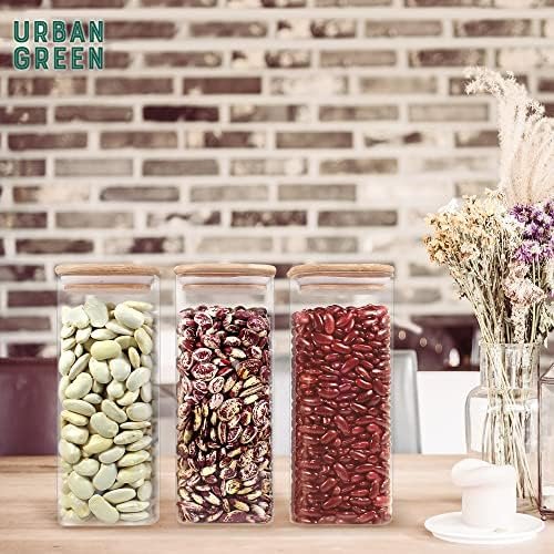 Urban Green Glass Jar with Bamboo Lid, Glass Food Storage Jar with Airtight Lid, 3 pack of 32oz, Tall Glass Food Storage Container with Bamboo Lid, Glass Pantry Jars, Glass Canisters with Lids - Image 6