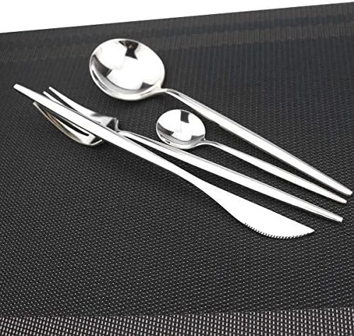 Gugrida 24-Piece Silverware Set - 18/10 Stainless Steel Reusable Utensils Forks Spoons Knives Set, Mirror Polished Cutlery Flatware Set, Great for Family Gatherings & Daily Use (6 set, Silver) - Image 5