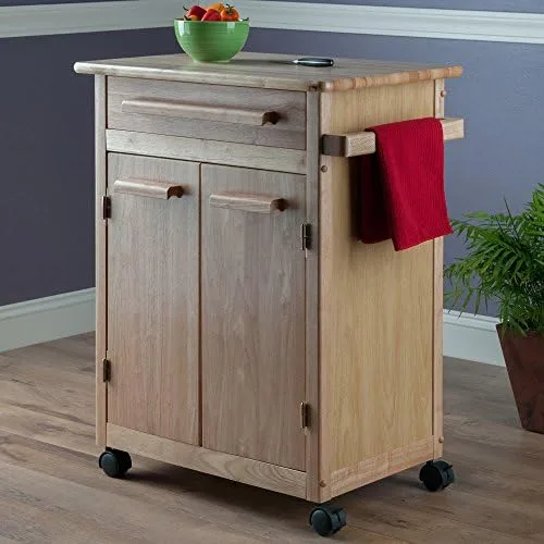 Winsome Wood Single Drawer Kitchen Cabinet Storage Cart, Natural - Image 9